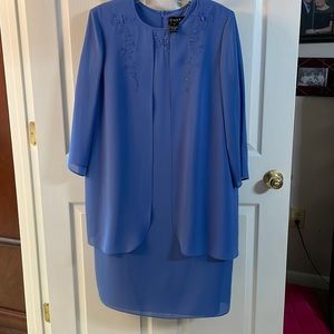 Virgo - tea length dress, size 16, sheer sleeves, color: periwinkle
